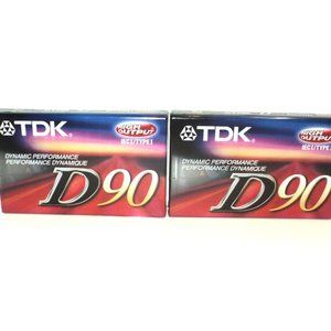 Set of 2 TDK D90 Blank Audio Cassette Tapes Vintage High Output Sealed NOS